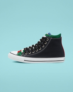 Converse Double Upper Chuck Taylor All Star Női Magasszárú Fekete/Piros/Fehér | OSQWDVJ-HU